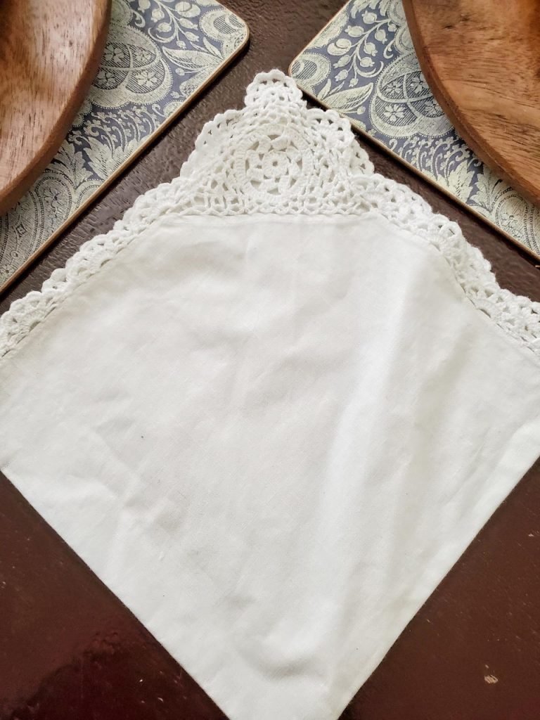 Crisp white cloth napkins for setting my table for the Fall season.