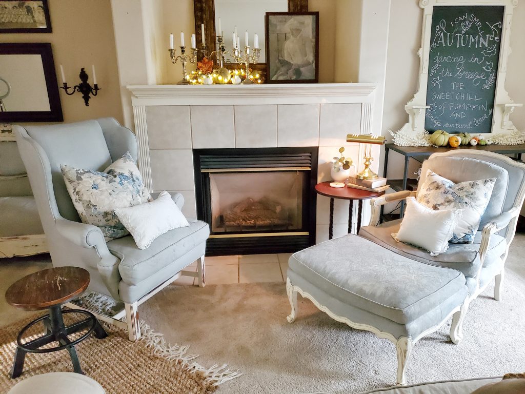 Fall decorating in my fireside room home tour.