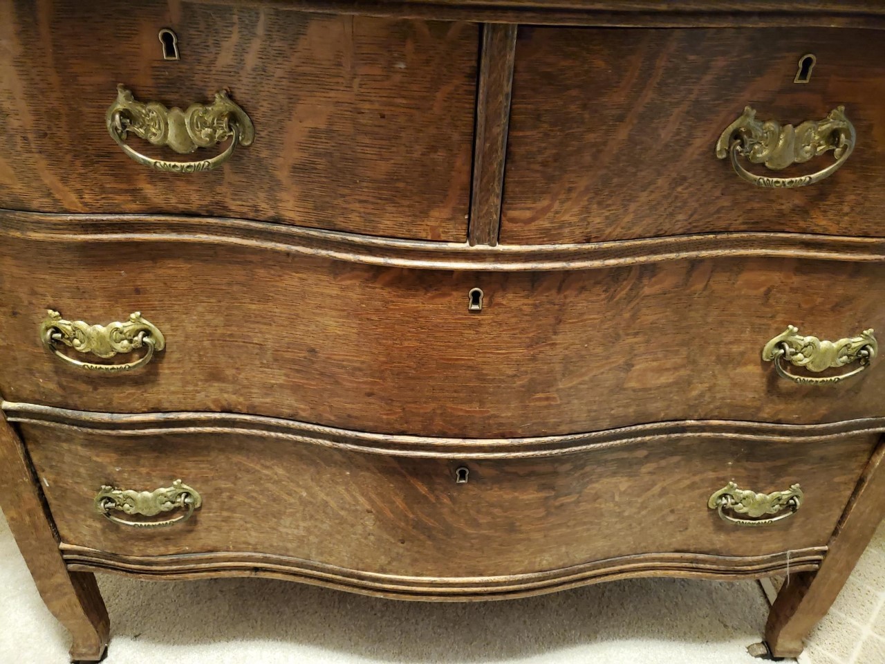 Antique oak dresser found on Craigslist for $100.