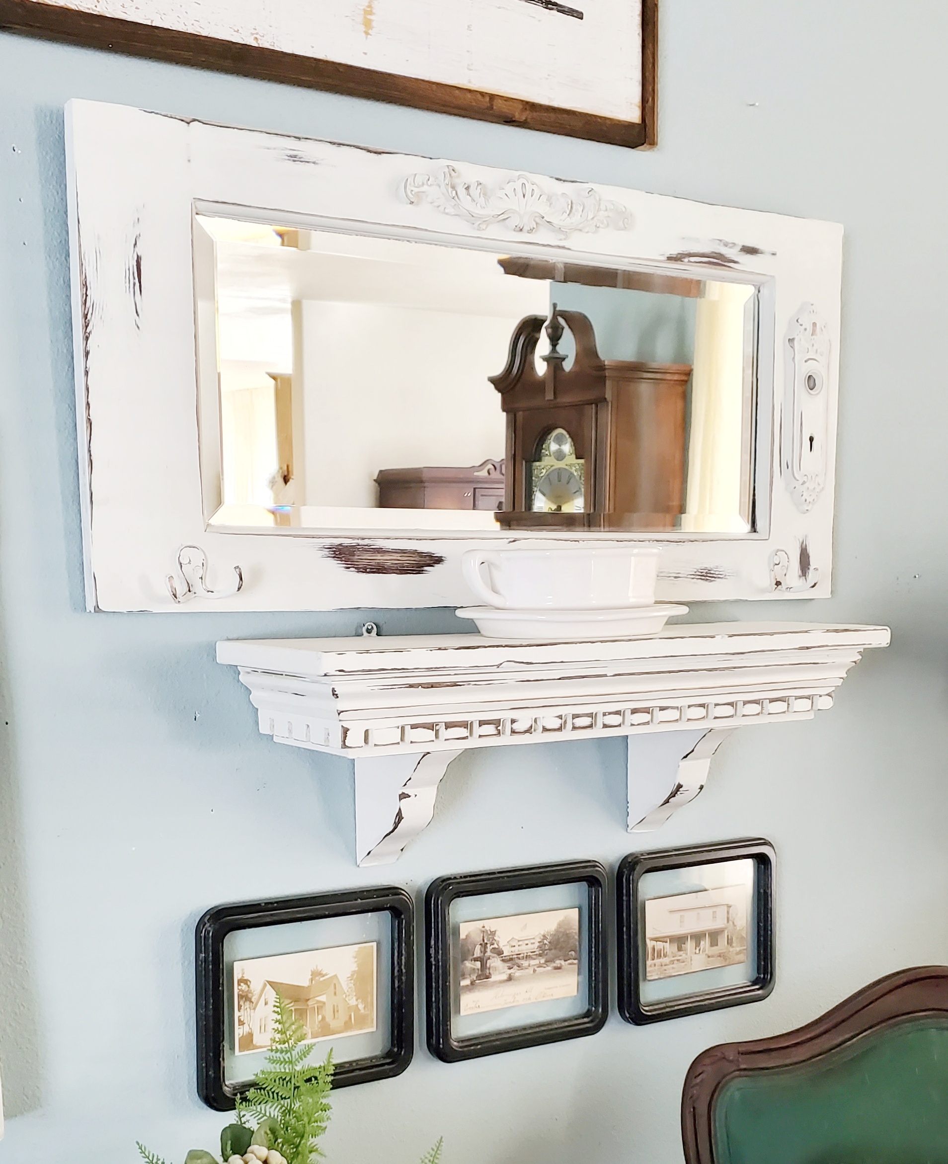 How to Give a Goodwill Shelf & Mirror a Vintage Vibe