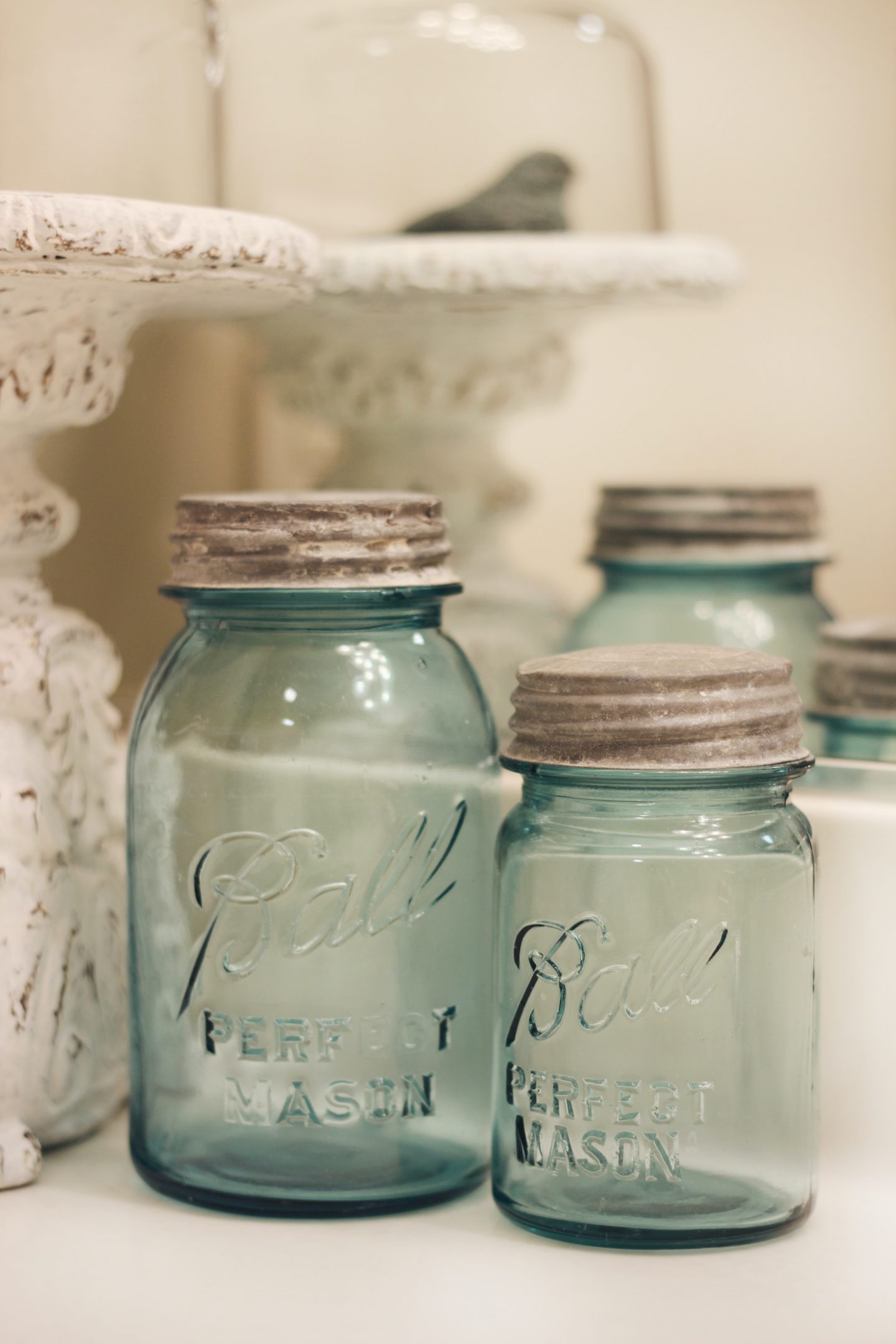 Mason jars with zinc lids.