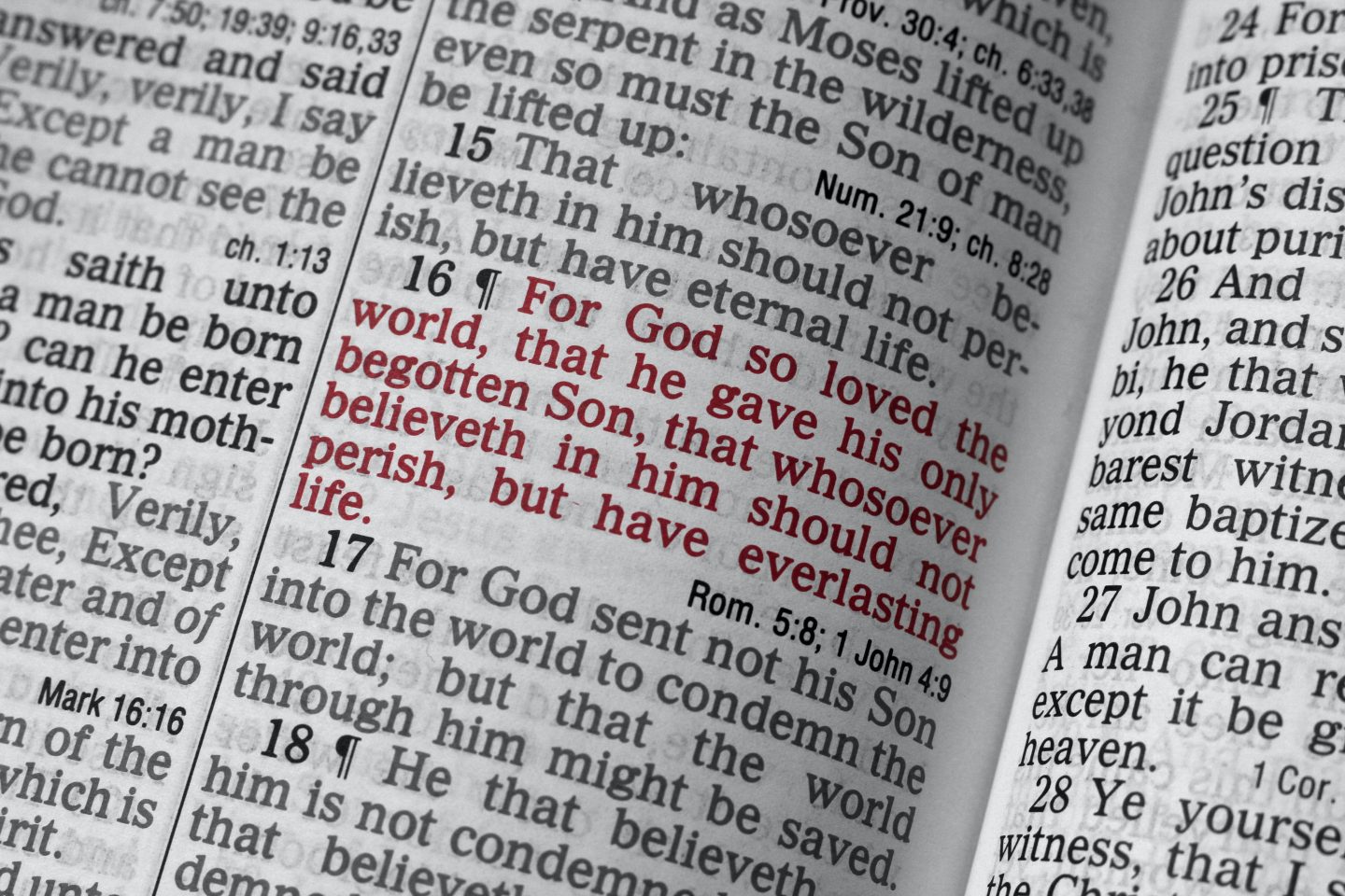 John 3:16. The famous scripture that says how much God loves us. 