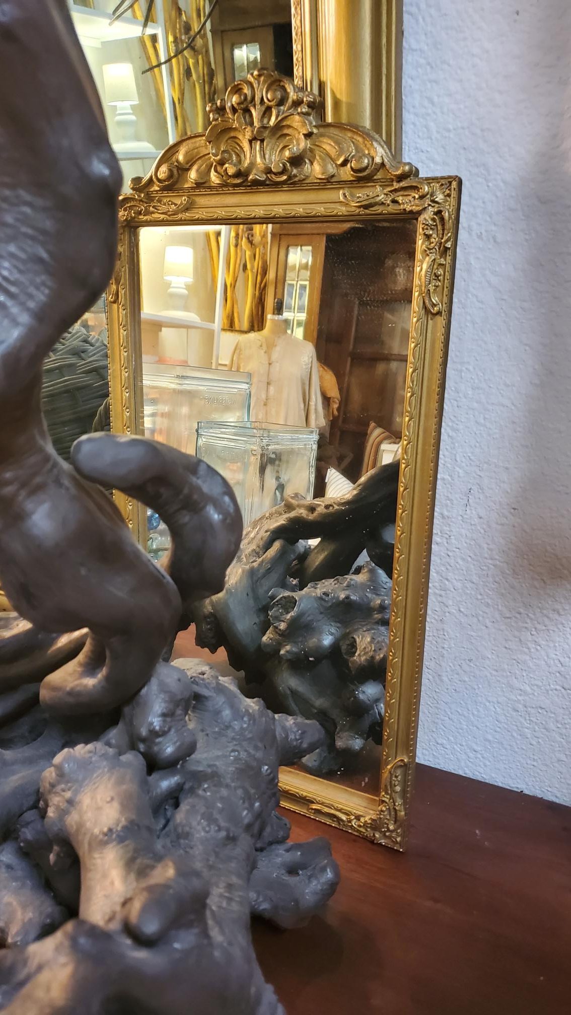 Gold antique mirror.
