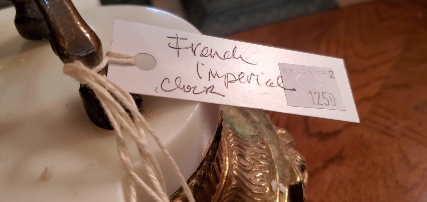 Price tag of the French Imperial Clock.