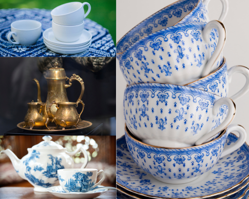 Find teacups, saucers and tea sets at thrift stores when putting on a Victorian tea party.