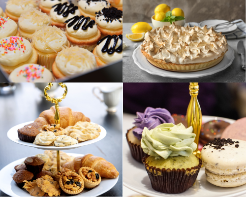Cupcakes, lemon meringue pie, and tarts. Dessert ideas for a Victorian Tea Party.